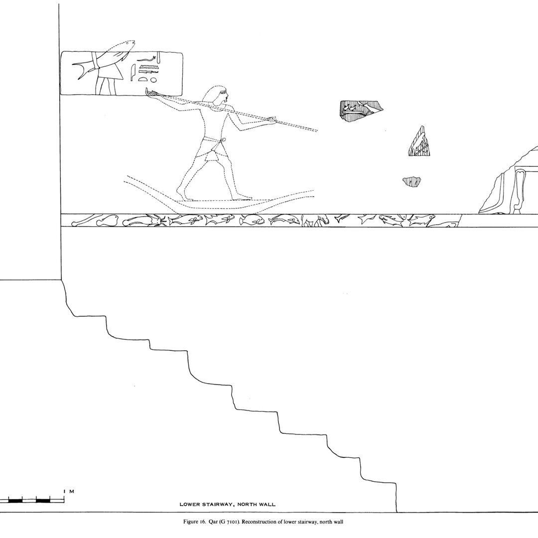 Figure 16. Qar (G 7101). Reconstruction of lower stairway, north wall