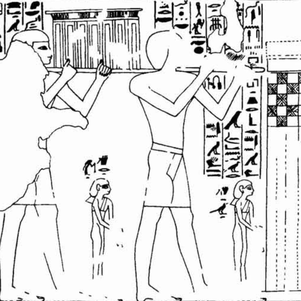 Theban Necropolis, Tomb of Amenemhat (TT 82), Wall painting, grayscale presentation