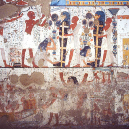 Theban Necropolis, Tomb of Nebamun and Ipuky (TT 181), Wall painting, grayscale presentation