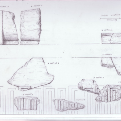Abysos South, Senwosret III Mortuary Temple Complex, Limestone model coffinette fragments