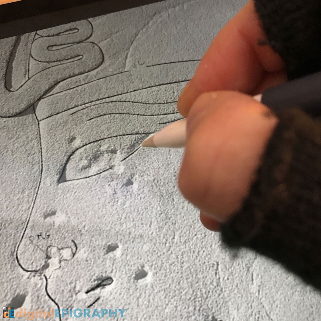 Digital penciling on the iPad Pro at Luxor Temple
