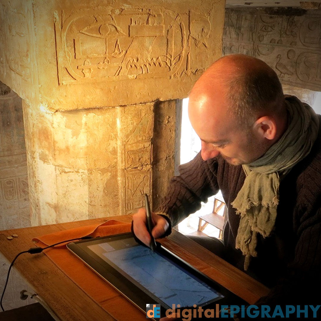 Testing out Wacom's portable digital canvas, called Companion for the first time at Medinet Habu