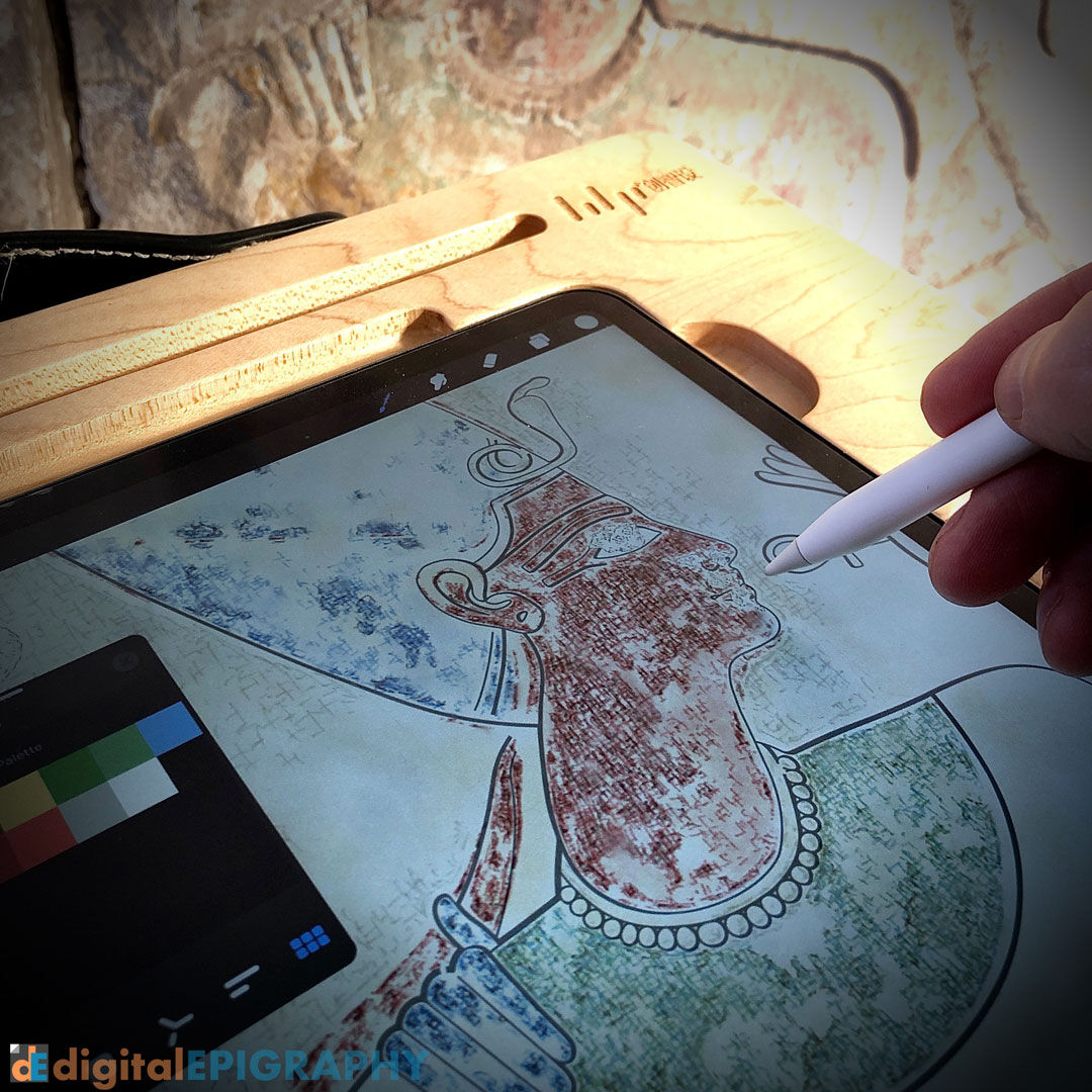 Digital color penciling on the iPad in the Small Amun Temple at Medinet Habu