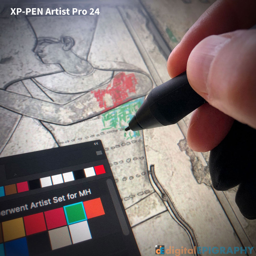 Working on a large-scale multilayered, color-enhanced epigraphic project using XP-PEN's brand new Artist Pro 24
