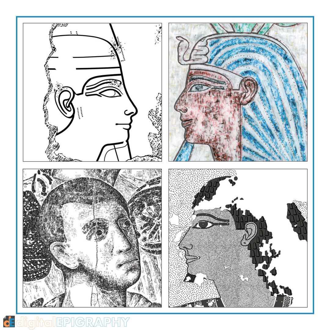 Faces created by using different digital documentation techniques: from the Chicago House method to Roman fresco texturing