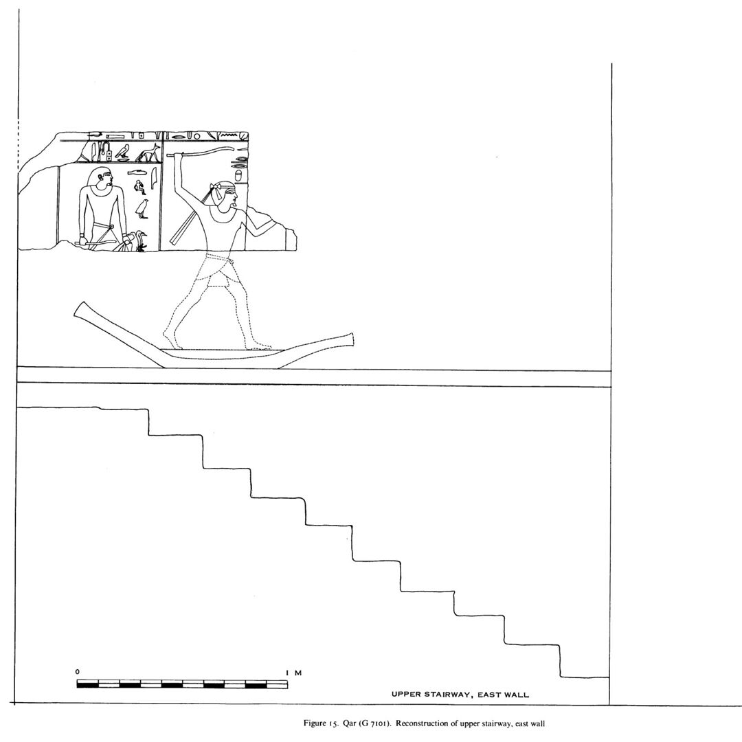 Figure 15. Qar (G7101). Reconstruction of upper stairway, east wall