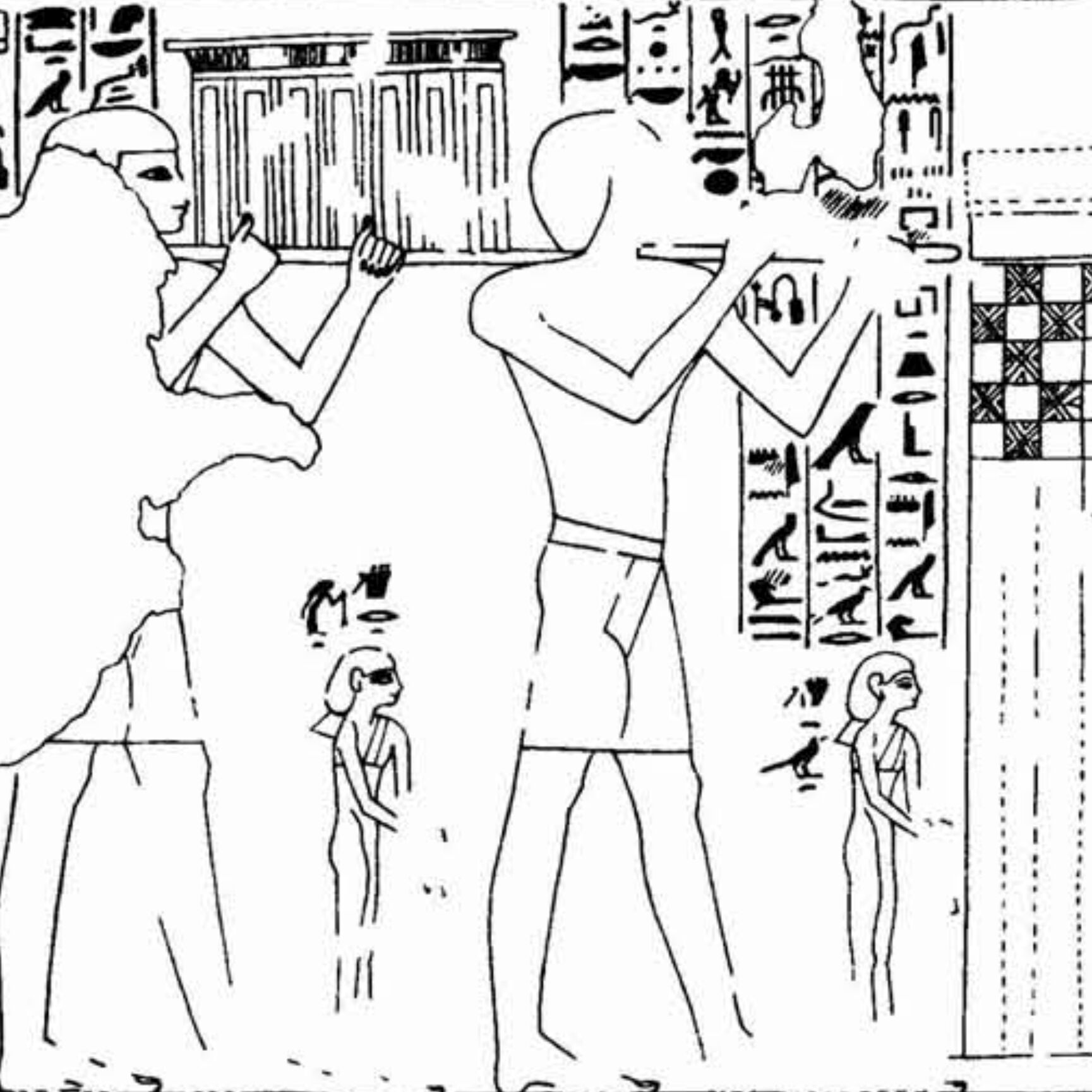 Theban Necropolis, Tomb of Amenemhat (TT 82), Wall painting, grayscale presentation