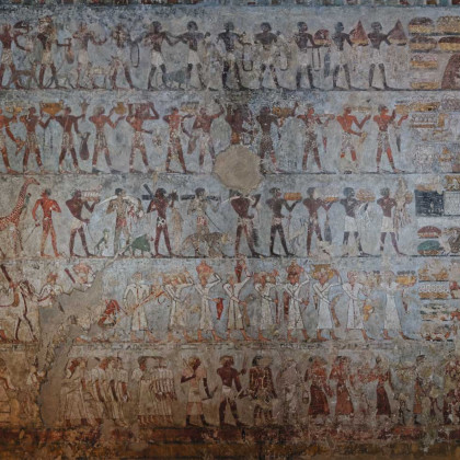 Theban Necropolis, Tomb of Rekhmire (TT 100), Wall painting, grayscale presentation