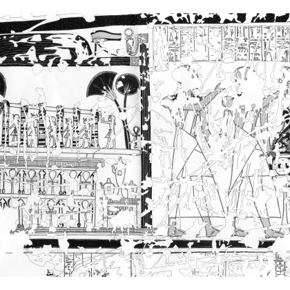 Theban Necropolis, Tomb of Paenkhemenu (TT 68), Wall painting, grayscale presentation