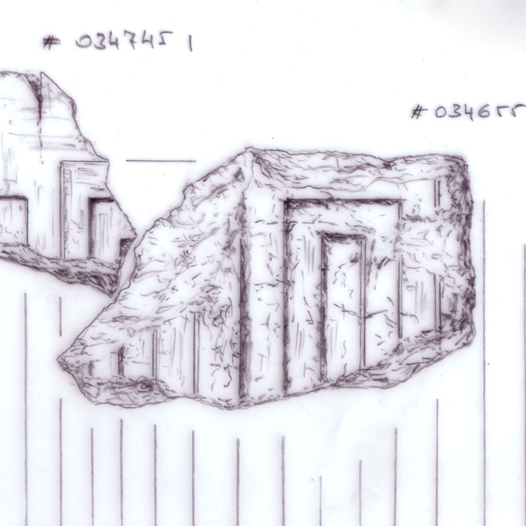 Abysos South, Senwosret III Mortuary Temple Complex, Limestone model coffinette fragments