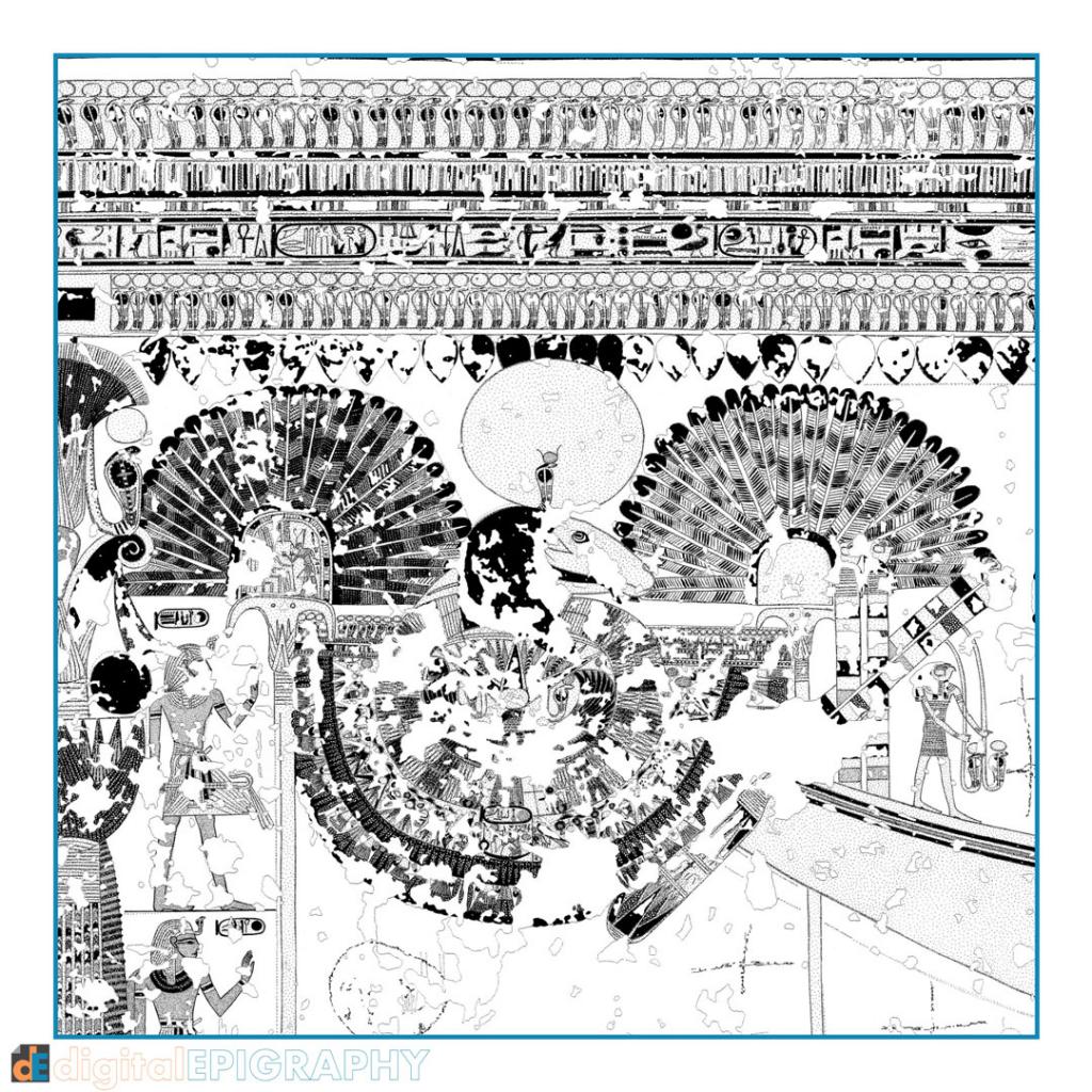 instagram-gallery/Drawing detail with the Amun bark's egis from the facsimile documentation carried out in Theban Tomb 65