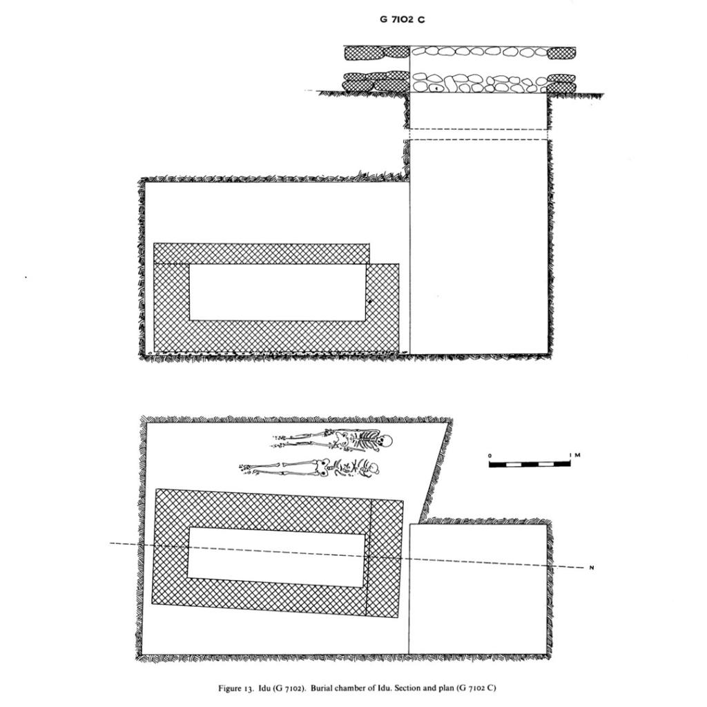 Figure 13. Idu (G 7102). Burial chamber of Idu. Section and plan (G 7102 C)
