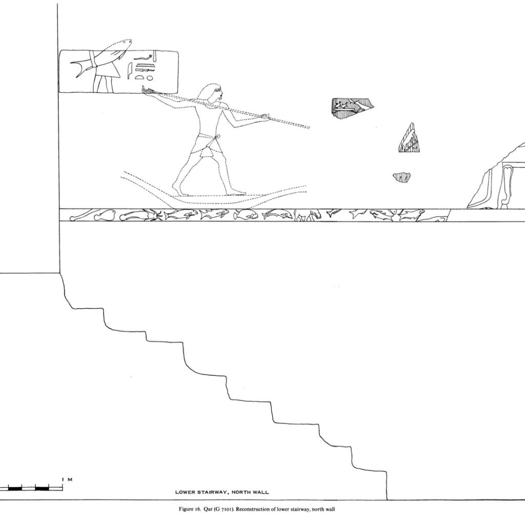 Figure 16. Qar (G 7101). Reconstruction of lower stairway, north wall