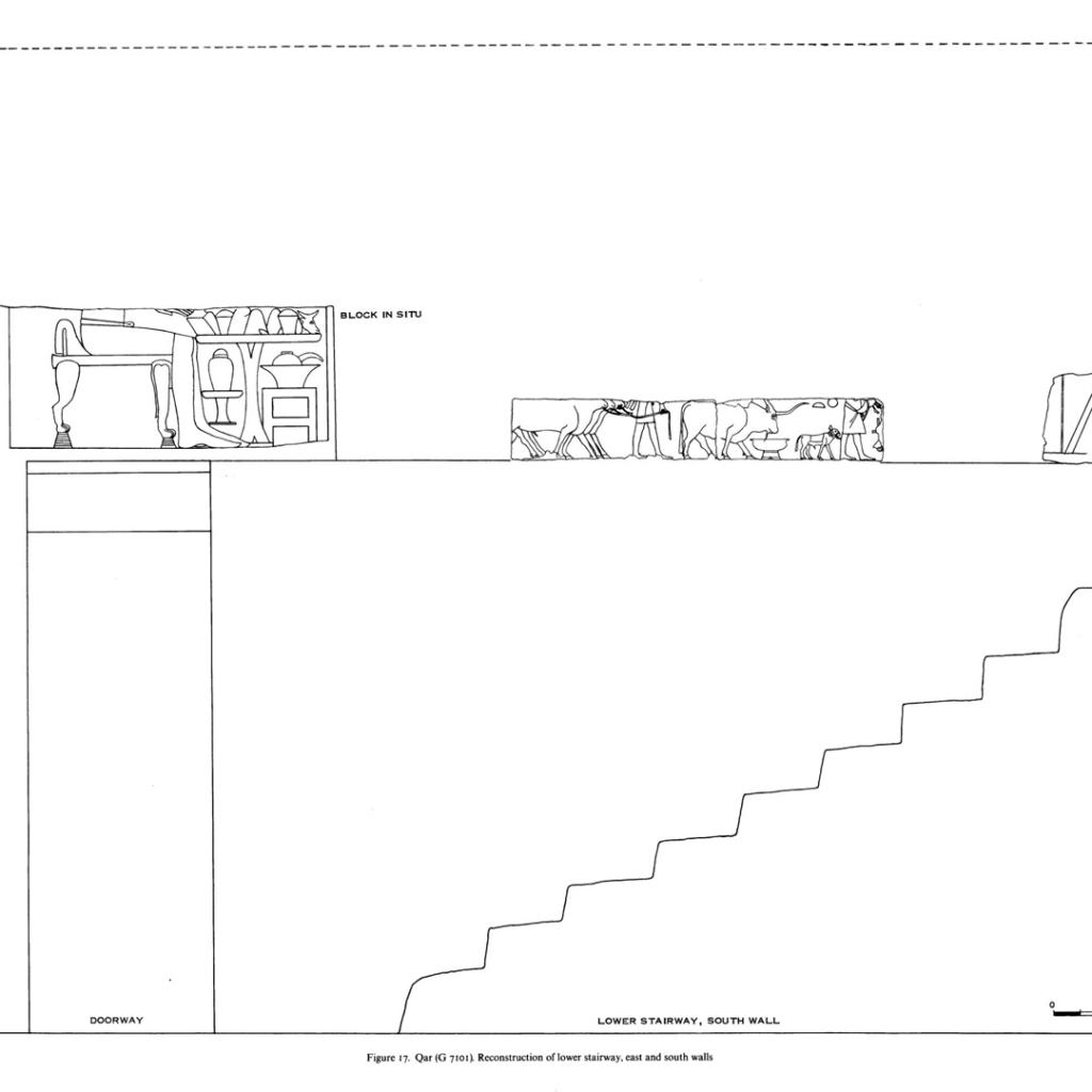 Figure 17. Qar (G7101). Reconsruction of lower stairway, east and south walls