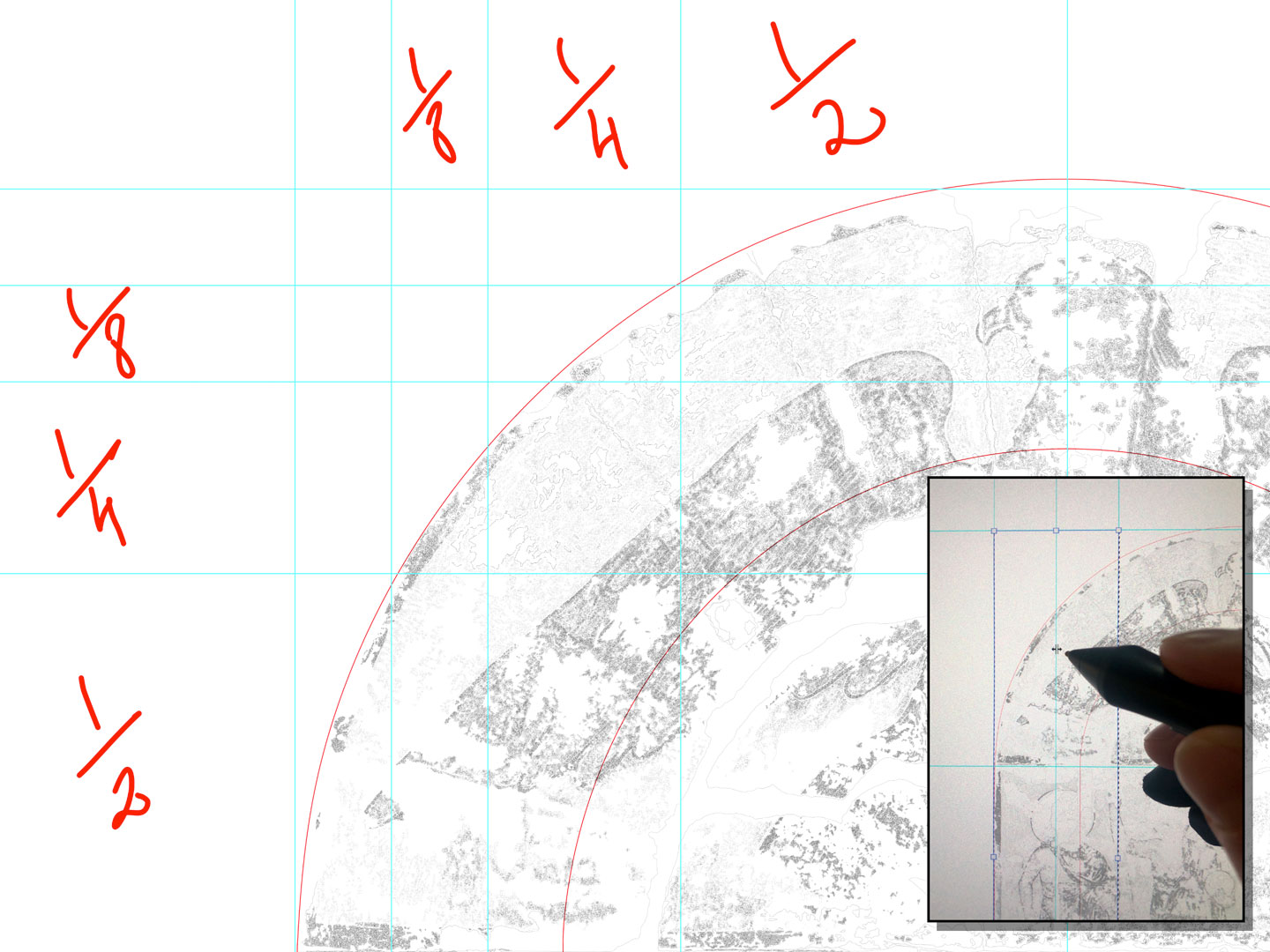 Using multiple modification tools to warp the Apse drawing